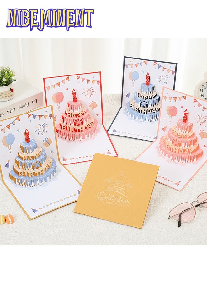 NIBEMINENT 3D Birthday Cards, Can Make a Recording Convey Your Blessings With Warm LED Light Birthday Cake Card, Music Greeting Cards Gift for Women Mom Wife Sister Girl - Image 5